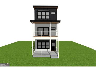 Stunning three-story modern home featuring black and white accents, stylish balconies, and eye-catching curb appeal at 903 Coleman Sw St, Atlanta, GA 30310