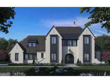 Two-story home with brick exterior, metal roof, and landscaping at 0 Matteo Way # 20, Fayetteville, GA 30215