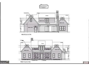 Detailed house plans showing front and rear elevations at 0 Pinegate Way, Sharpsburg, GA 30277