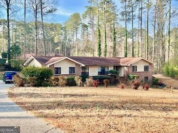 Ranch style home with brick facade and large yard at 145 Devilla Trce, Fayetteville, GA 30214