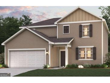 Charming two-story home with a classic exterior, two-car garage, and landscaped yard at 8516 (Lot 130) Polston Place Dr, Douglasville, GA 30134