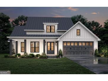 Charming new construction home featuring modern farmhouse design, a two-car garage, and verdant landscaping at 6134 Se Linwood Dr, Covington, GA 30014