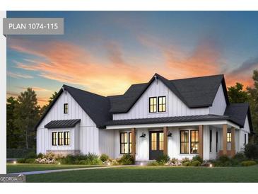 Charming single-story farmhouse with a welcoming front porch and professionally landscaped yard at 3841 Maggie Se Ct, Conyers, GA 30013