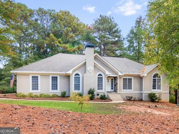 Charming single-story home with a neutral exterior, chimney, multiple windows, and a well-manicured lawn at 1300 Lakehaven Pkwy, Mcdonough, GA 30253