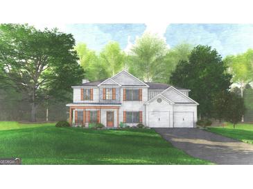 Charming two-story home with covered front porch, shutters, attached two car garage, and landscaped front yard at 587 Bohannon Rd # 7, Grantville, GA 30220