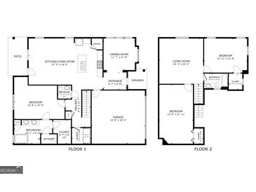 Detailed floor plan showcasing the layout of the home, including bedrooms, bathrooms, and living spaces at 1809 Park Land Ln, Snellville, GA 30078