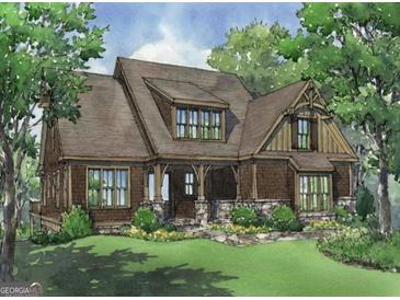 Charming Craftsman-style home with stone accents, covered porch, and professionally landscaped front yard at 2331 Hollonville Rd, Brooks, GA 30205