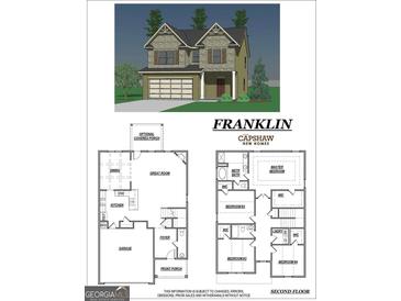 Two-story home with stone and siding, showcasing a two-car garage at 2385 Aukerman Trce # 80, Hampton, GA 30228