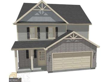 Rendering of a charming two-story home with gray siding and a welcoming front porch at 2381 Aukerman Trce # 81, Hampton, GA 30228