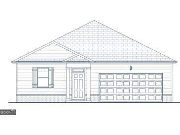Blueprint of a charming home showcasing a two-car garage, covered entry, and classic architectural details at 346 Friendship Oak Way, Hampton, GA 30228