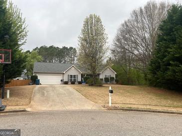 Charming one-story home with a well-maintained lawn, concrete driveway, and inviting curb appeal at 123 Chippewa Run, Auburn, GA 30011