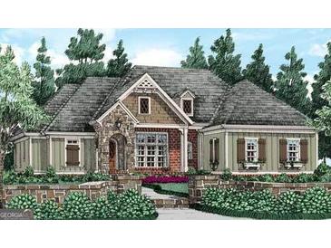 Charming one-story home with stone accents, lush landscaping, and a welcoming entrance at 2043 Fischer Rd, Sharpsburg, GA 30277