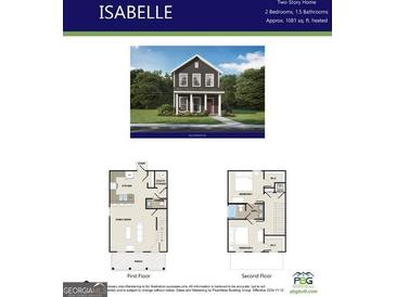 Charming two-story home with a classic architectural design, 2 bedrooms, and 1.5 bathrooms at 150 Bartow Street, Lot #5, Fayetteville, GA 30214
