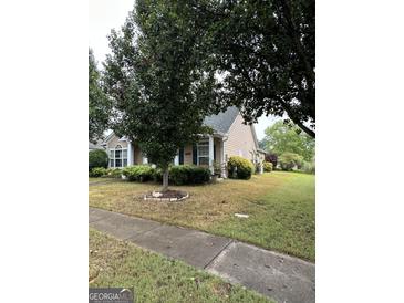 Charming single-story home with well-manicured lawn and mature trees at 300 Monarch Village Way, Stockbridge, GA 30281