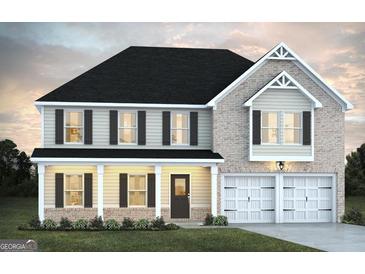 Charming two-story home with a covered porch, two-car garage, and a well-manicured front lawn at 279 Overlook Rd # F7, Walnut Grove, GA 30052