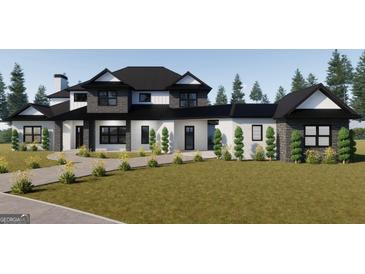 Stunning two-story home with a modern design and beautifully landscaped front yard at 105 Robinwood Ct, Fayetteville, GA 30214