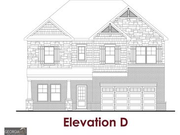 Illustration of a two-story home with a mix of brick, stone, and shingle siding at 404 Westmarch Cir # 284A, Loganville, GA 30052