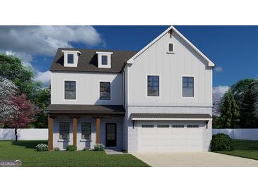 Charming two-story home with white siding, brick accents, and a two-car garage at 404 Westmarch Cir # 284A, Loganville, GA 30052