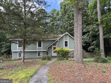 Charming home featuring a well-maintained lawn, mature trees, and inviting walkway at 6875 Timberclair Ct, Lithonia, GA 30058