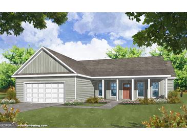 Inviting one-story home featuring a two-car garage, covered front porch, and attractive landscaping at 1186 Cross Plains Rd, Carrollton, GA 30116