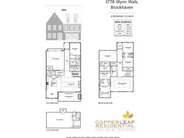 Detailed floorplan showcasing the layout of this six-bedroom, five-and-a-half-bath home at 3778 Wynn Walk, Brookhaven, GA 30341