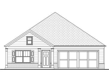 One-story home with a gable roof, brick accents, and a two-car garage at 212 Harvest Trl, Hiram, GA 30141