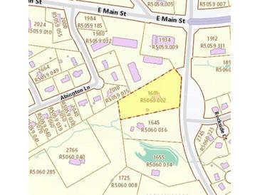 Aerial view showing property lines and lot size at 1601 Rockdale Cir, Snellville, GA 30078