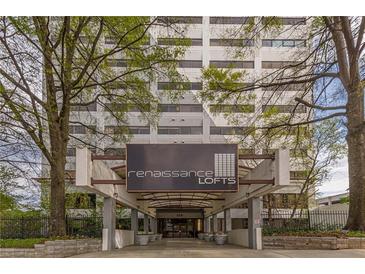 Renaissance Lofts building entrance with covered walkway, landscaping, and signage at 120 Ralph Mcgill Ne Blvd # 706, Atlanta, GA 30308