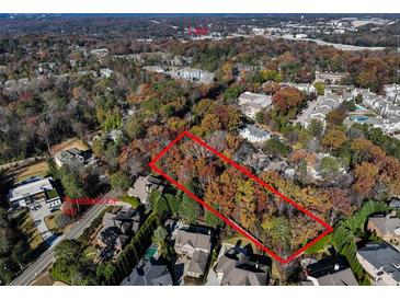 Aerial view of a wooded lot, ready for your dream home at 5375 Northland Ne Dr, Sandy Springs, GA 30342