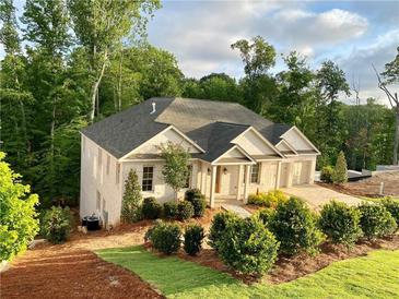 New construction home with a manicured lawn and shrubbery in a partially wooded setting at 4412 Brookview Se Dr, Atlanta, GA 30339
