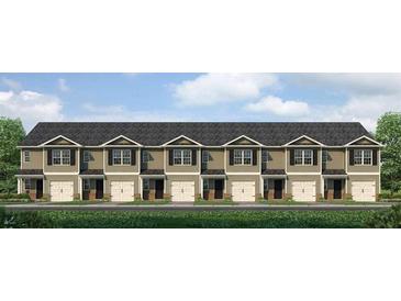Exterior of townhome community featuring six attached units with garages at 2094 Moss Hill Road, Stone Mountain, GA 30088