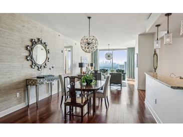 Elegant dining room with hardwood floors and city views at 2795 Peachtree Ne Rd # 1206, Atlanta, GA 30305