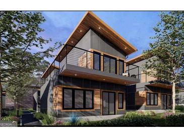 Modern two-story home with gray exterior and wood accents at 6305 Shannon Pkwy # 202, Union City, GA 30291