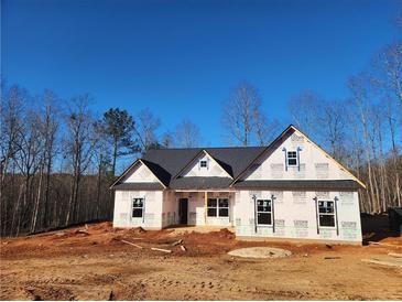 Newly constructed home with gray siding and a covered porch at 459 Benson Meadows Dr, Dallas, GA 30157