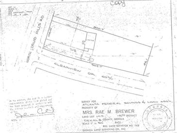 Aerial view of a property survey showing lot lines and dimensions at 1814 N Druid Hills Ne Rd, Brookhaven, GA 30319