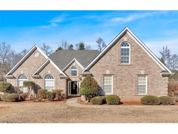 Brick home with a large front yard and mature landscaping at 521 James Ridge Ln, Stockbridge, GA 30281