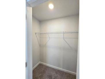 A walk-in closet features a neutral paint color and a wire shelf for organizing clothes and accessories at 2369 Brown Dove (Lot 3) Way, Grayson, GA 30017