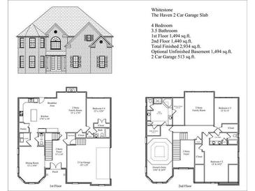 Detailed floor plan showcasing the layout of a Whitestone Haven 2 home at 7434 Big Creek Dr, Douglasville, GA 30135