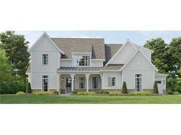 Beautiful two-story home with white siding, manicured lawn and traditional architectural design at 158 Palisade Dr, Rydal, GA 30171