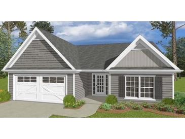 Charming single-story home featuring a symmetrical design, attached garage, and professionally landscaped front yard at Tbd Pleasant Grove Rd, Rockmart, GA 30153