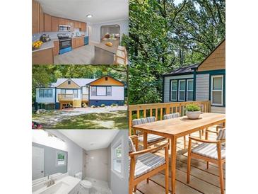 Charming home collage featuring a modern kitchen, bathroom, and a backyard deck perfect for outdoor dining at 243 Howell Sw Ter, Atlanta, GA 30331