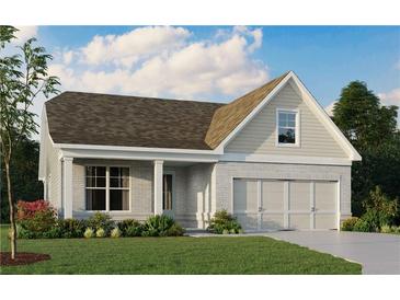 Charming single-story home with gray brick, attached garage, and well-maintained landscaping at 61 Colonial Terrace, Villa Rica, GA 30180