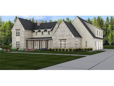 Magnificent stone and siding exterior with a spacious front lawn and charming covered porch at 6206 Cedarcrest Nw Rd, Acworth, GA 30101