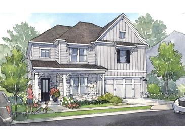 Charming two-story home with stone accents, a welcoming front porch, and an attached two-car garage at 731 Crest Line W Trl, Powder Springs, GA 30127