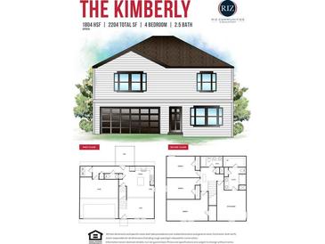 Two-story home with a modern garage door, white siding, and an inviting front door at 35 Emerald Ln, Covington, GA 30014