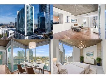 Bright condo featuring a dining area, living room, and bedroom with expansive city views from large windows at 3324 Peachtree Ne Rd # 1718, Atlanta, GA 30326