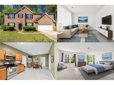 Real Estate Collage: exterior, living room, kitchen and main bedroom at 5330 Willow Park Blvd, Atlanta, GA 30349