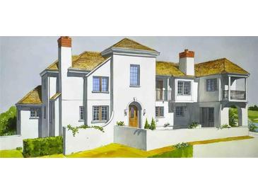 Elegant home showcasing a Spanish architectural style and charming landscaping at 295 Pebble Trl, Alpharetta, GA 30009