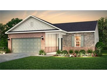 Charming single-Gathering home with a brick and stone facade, an attached garage, and a well-manicured lawn at 710 Pineberry Ct, Grayson, GA 30017