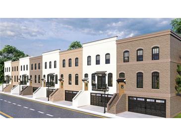 Charming row of townhouses featuring brick facades, black framed windows, and convenient garage access at 345 Sugarview Rd, Sugar Hill, GA 30518